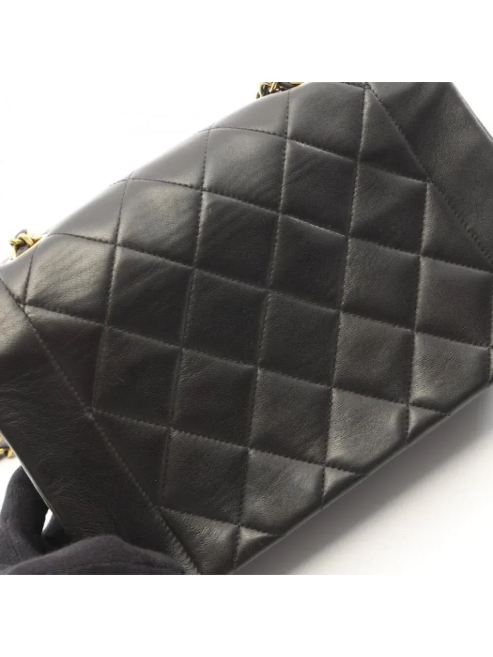 Chanel Shoulder Bag Quilted Diana Flap Black Lambskin Chain